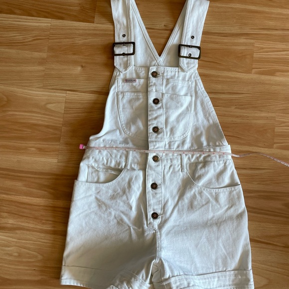 Super Cute Vintage Guess Jeans Denim Shorts Overalls - Sz S - Picture 1 of 13